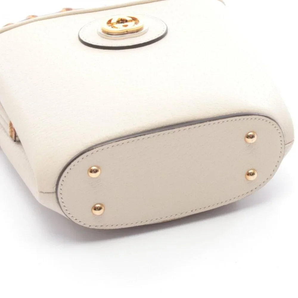 Gucci Handbag Bamboo Mini Bucket Light Beige Leather - Picture 6 of 7